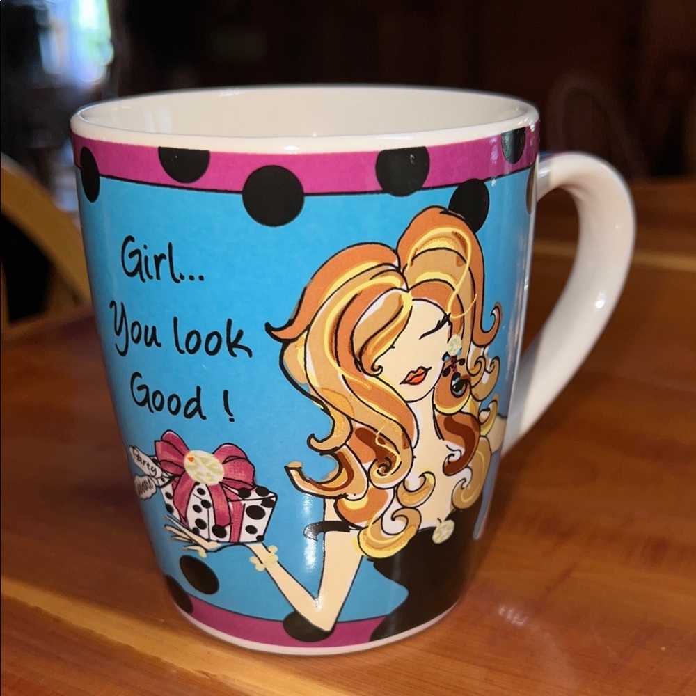 American Atelier Delish Coffee Mug with Pink Accent Girl You Look Good